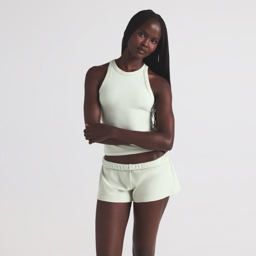 NWT Skims Cotton Rib Loose Shorts in Spearmint/Mint Green Size XL - Picture 2 of 14